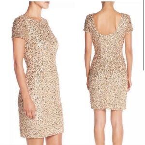 Adrianna Pappel gold sequin cocktail dress